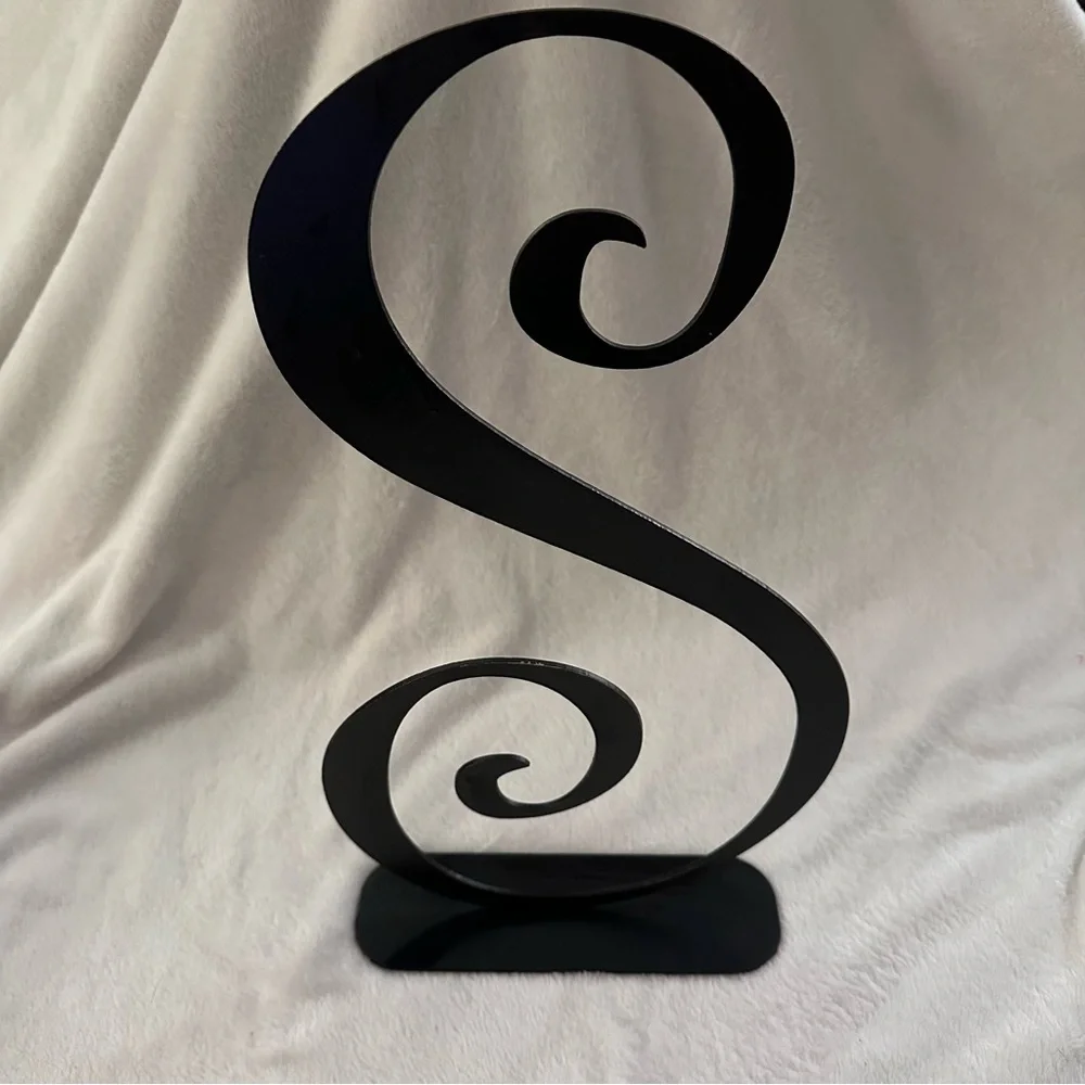 Metal Letter S Swirl Black Sculpture Decor - Picture 12 of 14